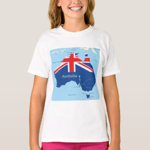 Camiseta Silueta del Mapa de la Bandera de Australia