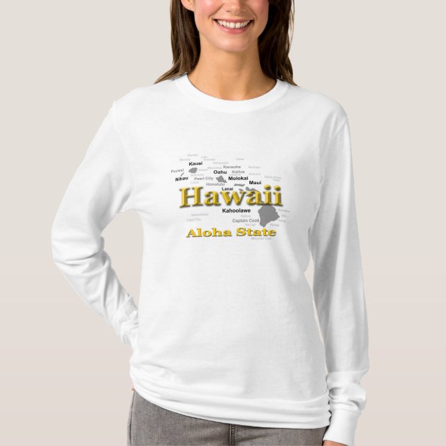 Camiseta Silueta del mapa del orgullo del estado de Hawaii (Anverso)