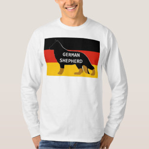 Camiseta silueta del nombre del pastor alemán en la bandera