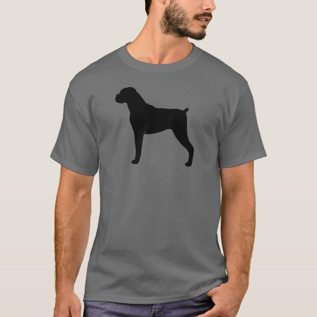Camiseta Silueta del perro del boxeador con los oídos (Anverso)