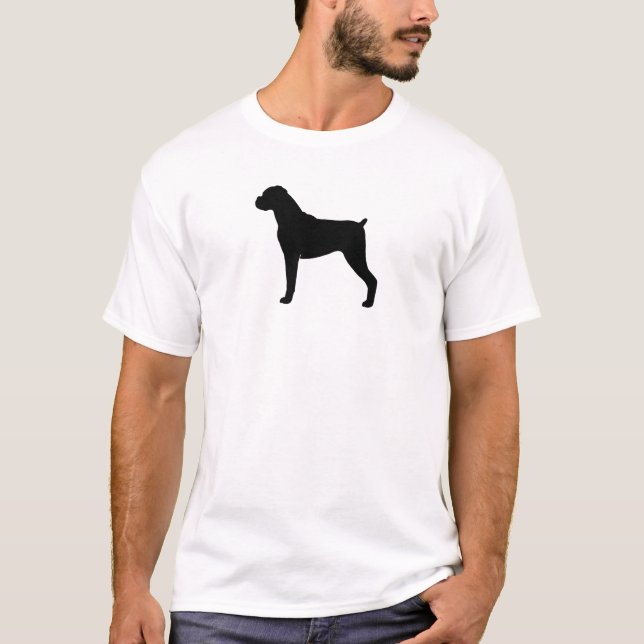 Camiseta Silueta del perro del boxeador con los oídos (Anverso)