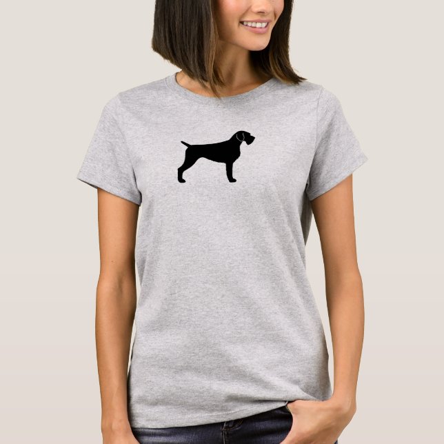 Camiseta Silueta del Pointer de Pelo Cargado Alemán (Anverso)