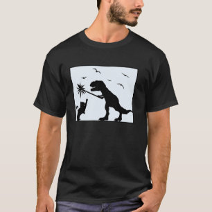 Camiseta Silueta Dinosaurio Amante Gatito Juguetón Gato Div