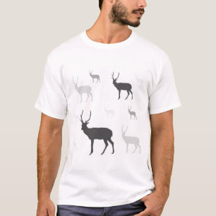 Camiseta Silueta elegante de ciervos sobre monocromo - Natu