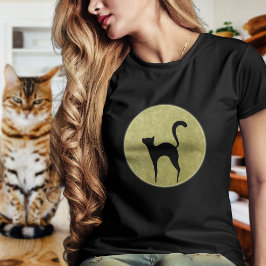 Camiseta Silueta elegante de gato negro y Minimalista de la