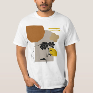 Camiseta Silueta floral abstracta en beige