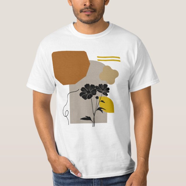 Camiseta Silueta floral abstracta en beige (Anverso)