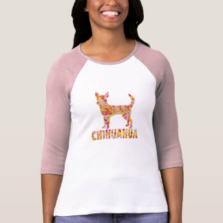Camiseta Silueta floral del perro de la chihuahua
