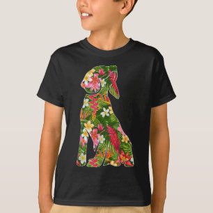 Camiseta Silueta Graciosa De Perro Beagle Suma Floral Hawai