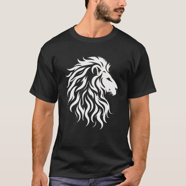 Camiseta Silueta majestuosa de cabeza de león (Anverso)