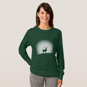 Camiseta Silueta majestuosa de ciervo bajo la luz lunar