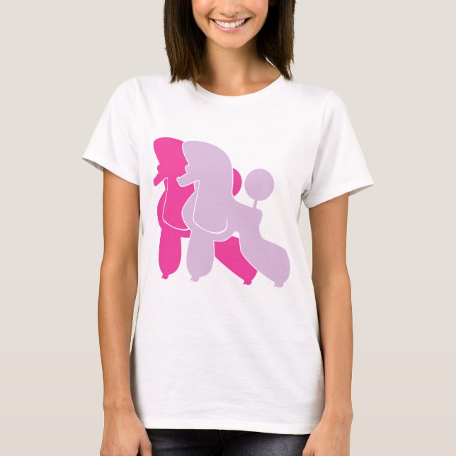 Camiseta Silueta mínima de caniche rosa (Anverso)