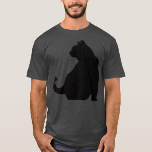 Camiseta Silueta Minimalista de perfil elegante de gato neg