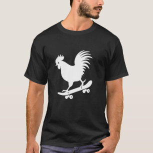 Camiseta Silueta minimalista de pollo gallo gallina skatebo
