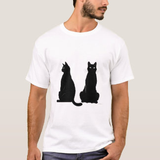 Camiseta Silueta negra de dos gatos