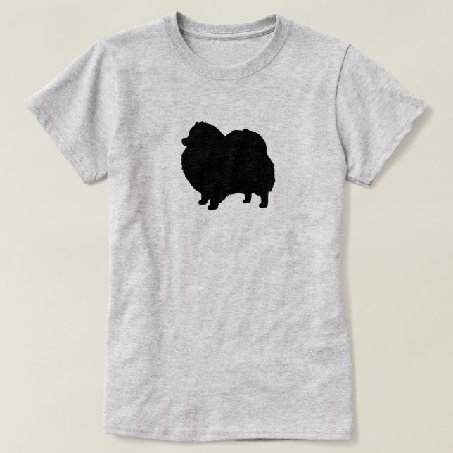 Camiseta Silueta negra de Pomeranian (Diseño del anverso)