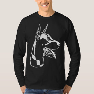 Camiseta Silueta Negra De Un Doberman Sentado