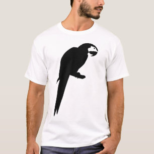 Camiseta Silueta negra del pájaro del loro del Macaw