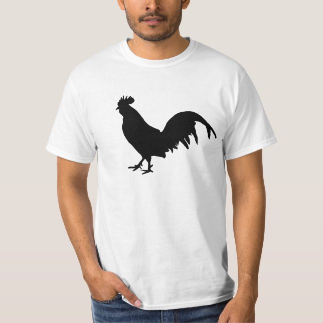 Camiseta Silueta negra del pollo del pollo del gallo (Anverso)