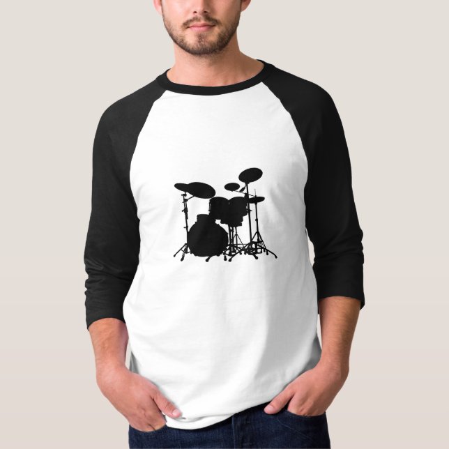 Camiseta Silueta negra y blanca de la batería - baterías (Anverso)