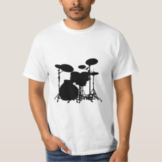 Camiseta Silueta negra y blanca de la batería - para los