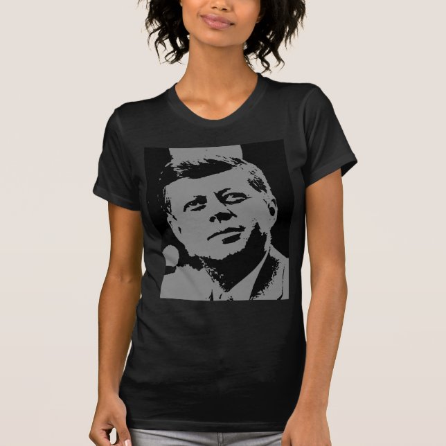 Camiseta Silueta negra y gris de John F. Kennedy (Anverso)