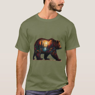 Camiseta Silueta parduzco contra las montañas