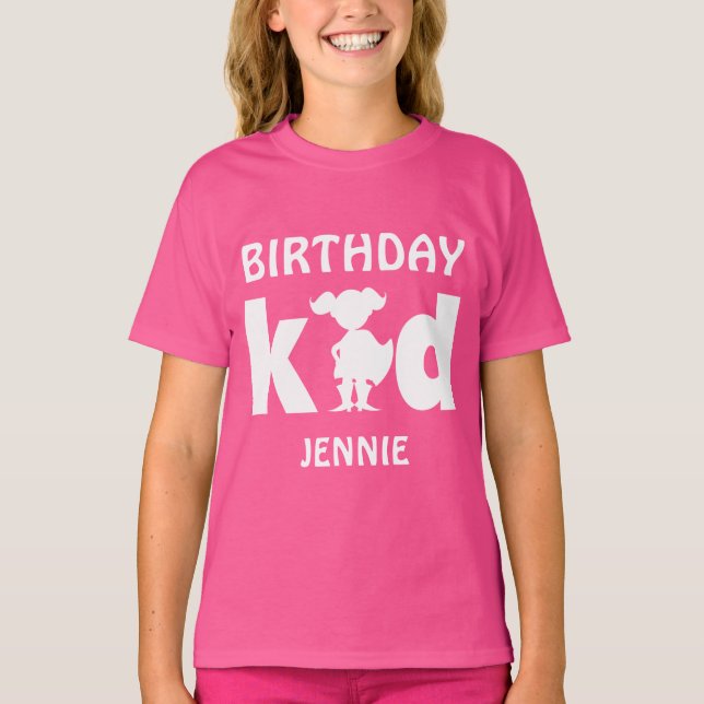 Camiseta Silueta personalizada del chica del super héroe (Anverso)