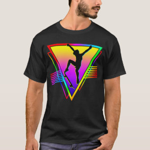 Camiseta Silueta Retro de Patinaje en Monopatín Patinador