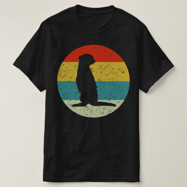 Camiseta silueta retro vintage de meerkat años 70 (Diseño del anverso)