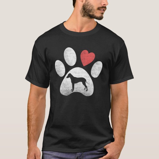 Camiseta Silueta Rhodesian Ridgeback Pata Con Corazón Para  (Anverso)