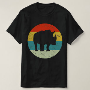 Camiseta silueta rinoceronte retro vintage años 70
