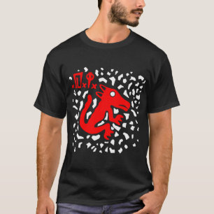 Camiseta Silueta Roja De Animal Con Patrón Blanco