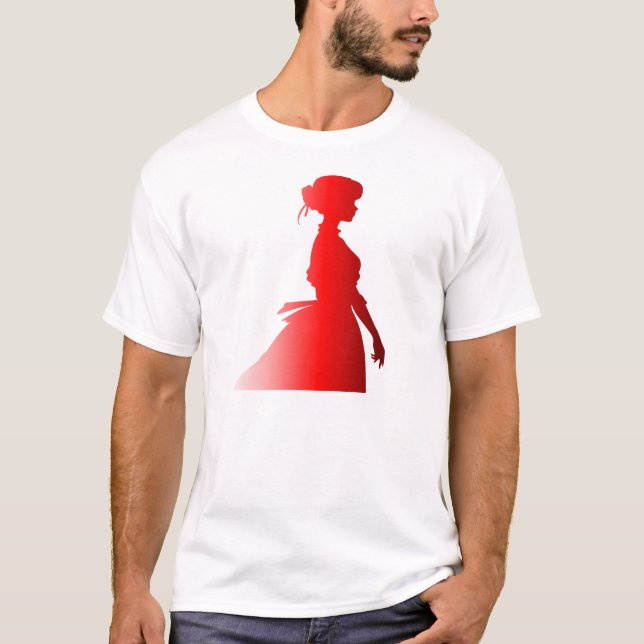 Camiseta Silueta roja Mujer de la moda de los años 1800 7 (Anverso)