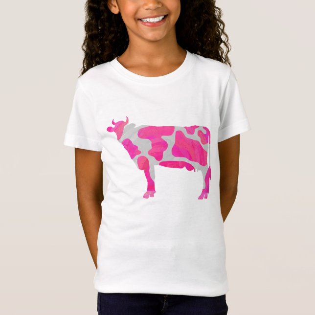 Camiseta Silueta rosa y blanco de vaca (Anverso)
