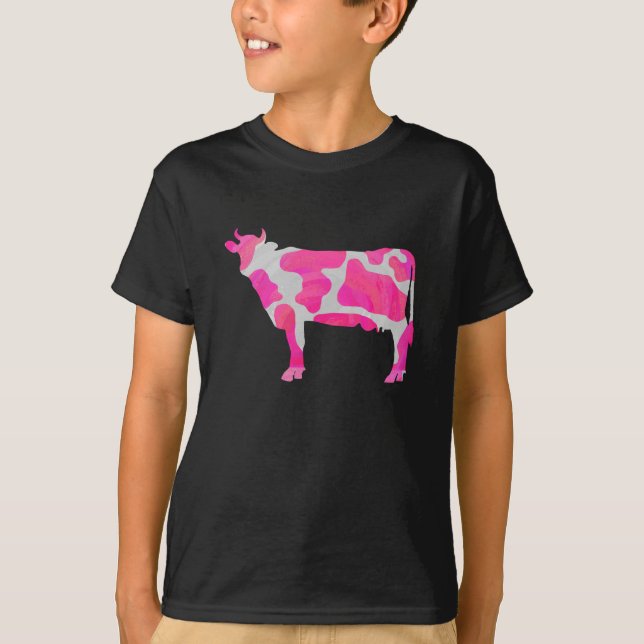 Camiseta Silueta rosa y blanco de vaca (Anverso)