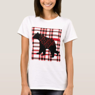Camiseta Silueta Rústica De Oso Negro De Las Maderas Nórdic