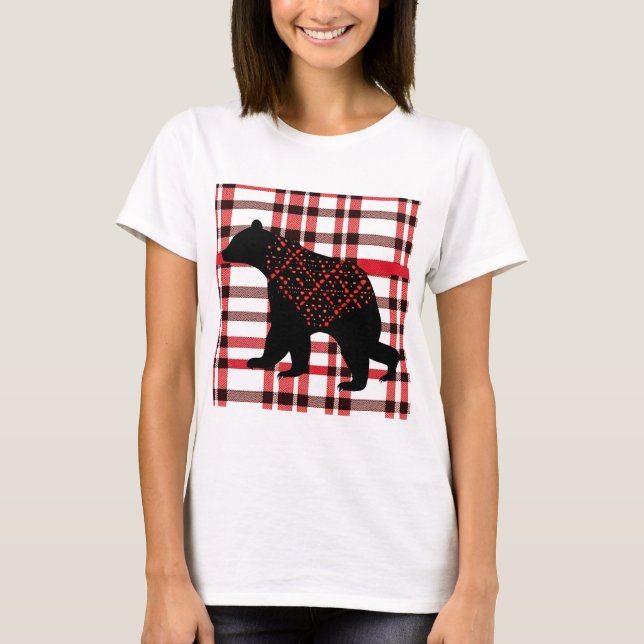 Camiseta Silueta Rústica De Oso Negro De Las Maderas Nórdic (Anverso)