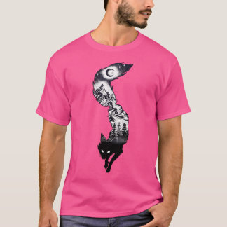 Camiseta Silueta Surreal Fox Con Montañas Tress Moon