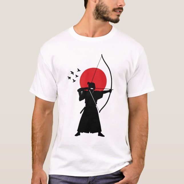 Camiseta Silueta tradicional de arquero samurái japonés (Anverso)