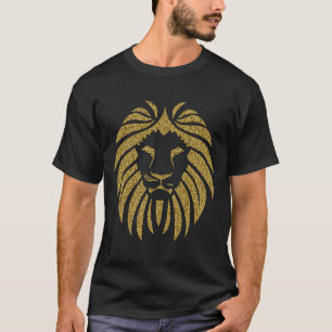 Camiseta Silueta tribal del león del purpurina del oro