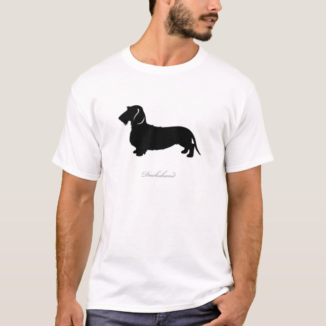 Camiseta Silueta v3 del Dachshund del pelo del alambre (Anverso)