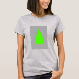 Camiseta Silueta verde de árbol sobre gris
