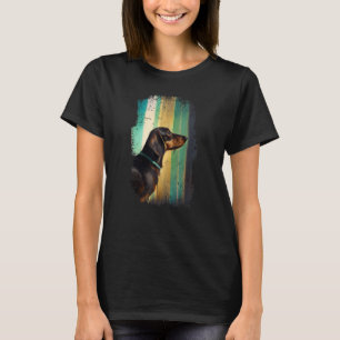 Camiseta Silueta Vintage de Dachshund Años 60 70 Retro Perr