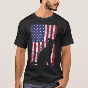 Camiseta Silueta vintage de perro pastor alemán Fl american