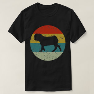 Camiseta silueta vintage de pug retro años 70