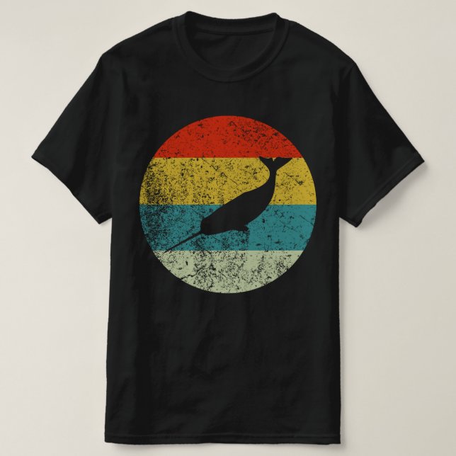 Camiseta silueta vintage retro narwhal años 70 (Diseño del anverso)
