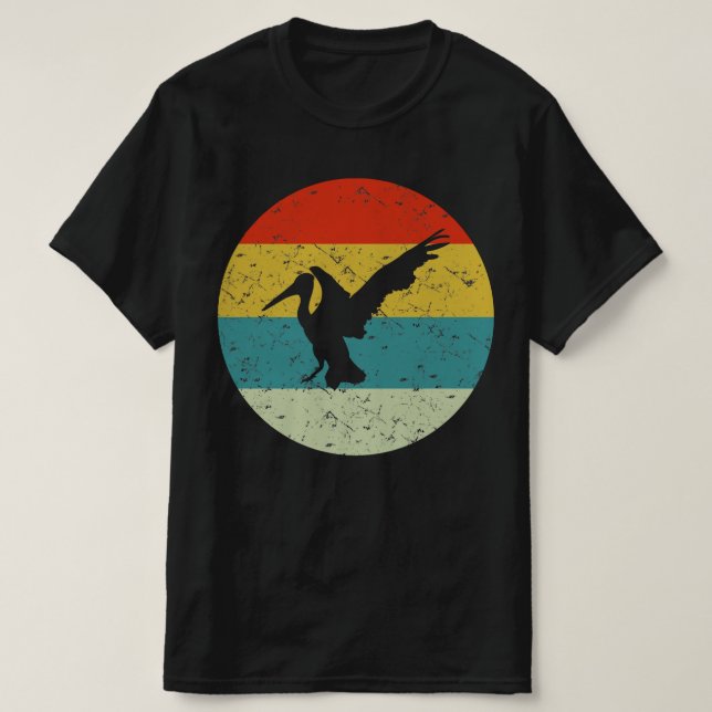 Camiseta silueta vintage retro pelícano años 70 (Diseño del anverso)