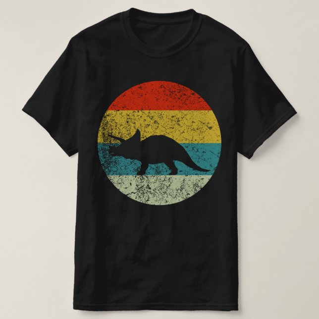 Camiseta silueta vintage retro triceratops años 70 (Diseño del anverso)