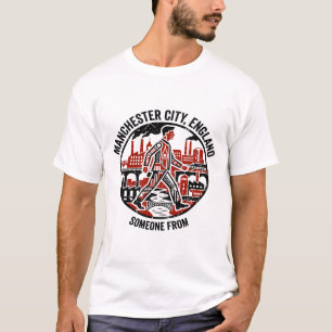 Camiseta Siluetas caminando por la silueta urbana de Mánche